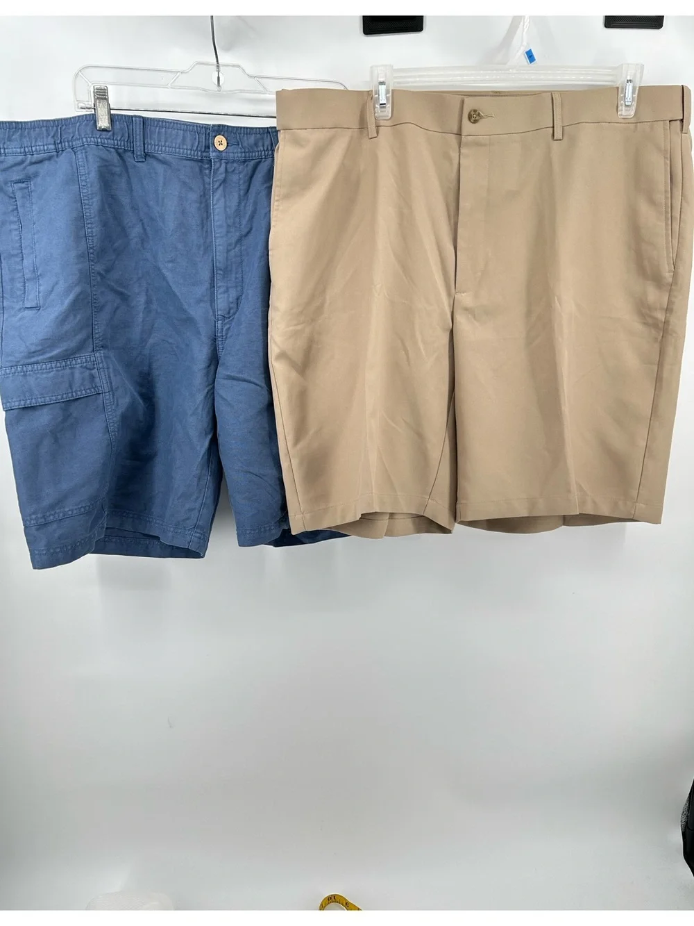 Island Shores Blue Linen Blend Shorts and PGA Tour Khaki Shorts men's size 44